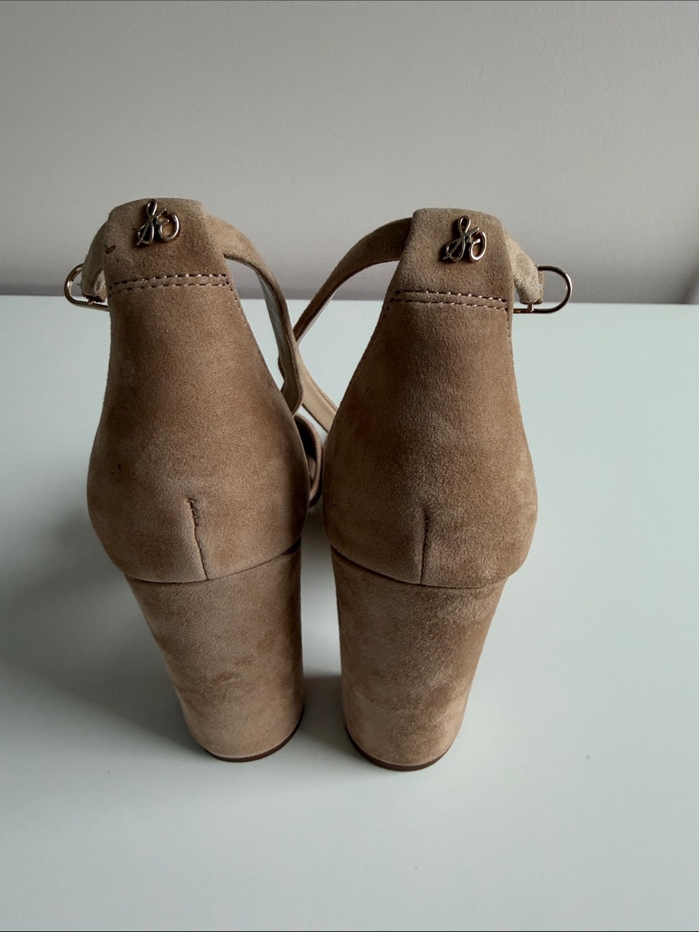 NBW Sam Edelman Yenna Sandal size 7.5 tan adjustable ankle strap 4 inch heel - Picture 7 of 8